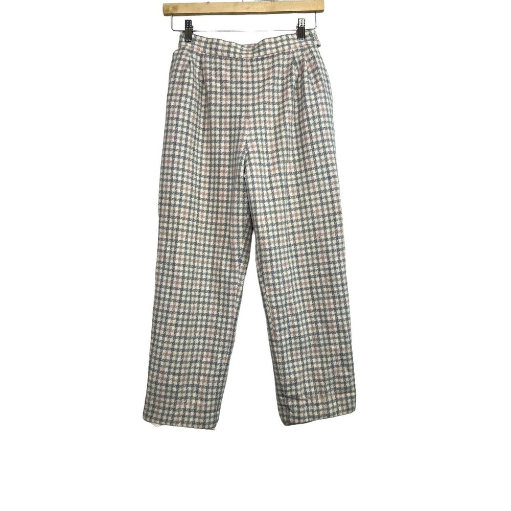 Pendleton Women's Plaid Houndstooth Pastel Pants Wool Vintage Size 14 Petite